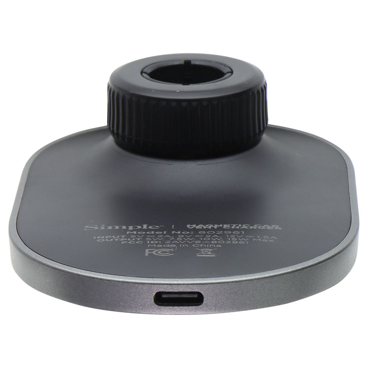 Simple POWER Magnetic Car Vent Charger for Qi/MagSafe Devices - Black