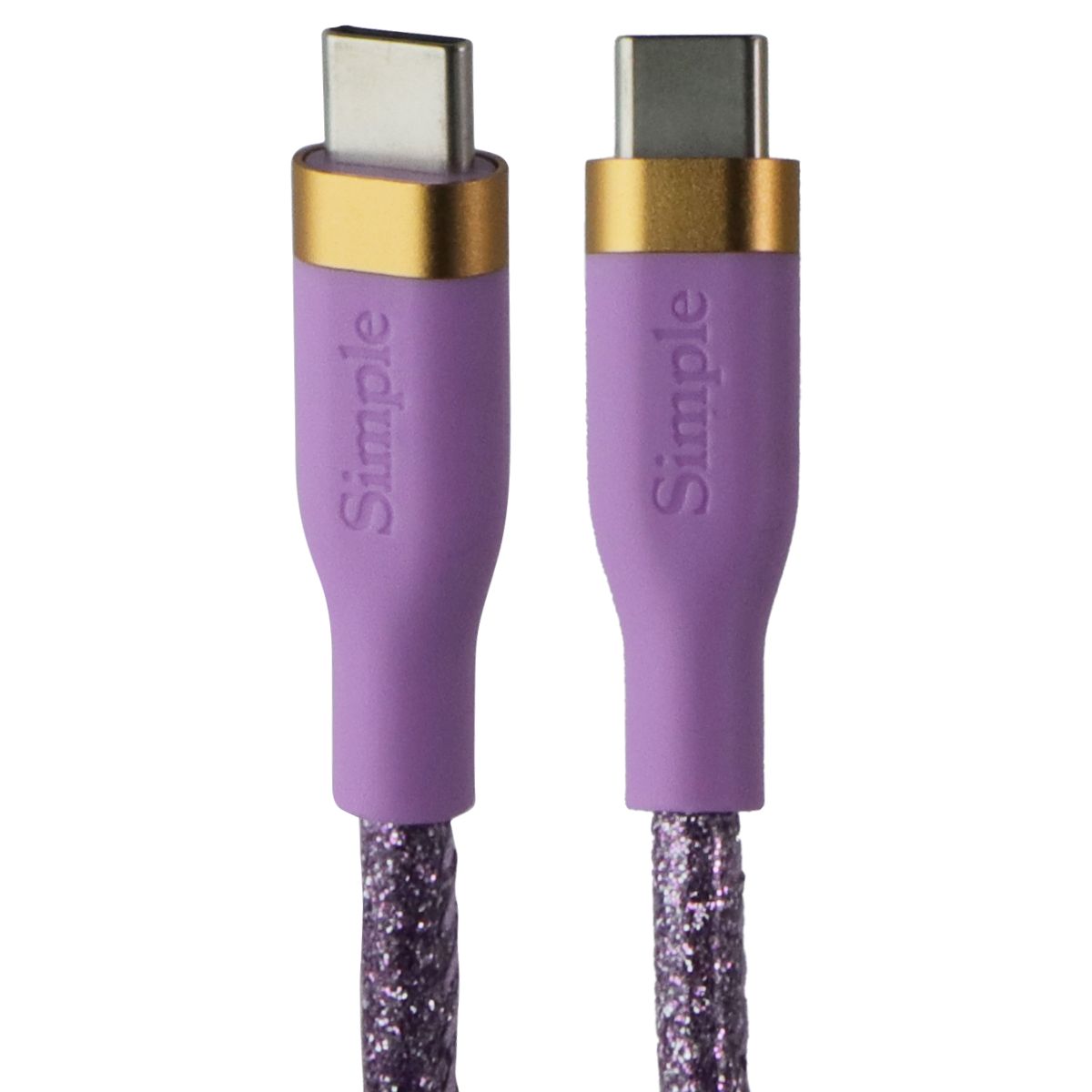 S. Simple Fashion Series 6FT USB-C to USB-C Cable - Purple Glitter Cell Phone - Cables & Adapters S. Simple - Simple Cell Bulk Wholesale Pricing - USA Seller