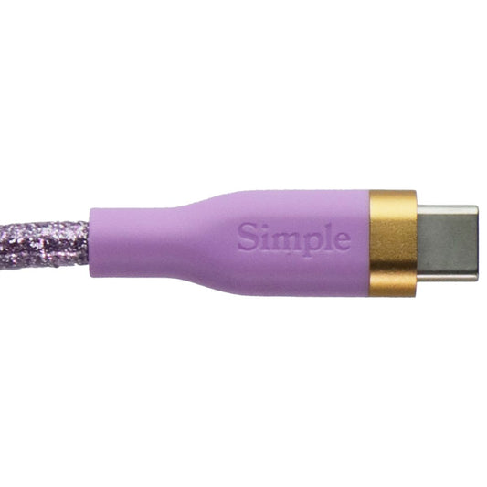 S. Simple Fashion Series 6FT USB-C to USB-C Cable - Purple Glitter Cell Phone - Cables & Adapters S. Simple - Simple Cell Bulk Wholesale Pricing - USA Seller