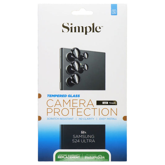 Simple Tempered Glass Camera Protection for Samsung Galaxy S24 Ultra Cell Phone - Screen Protectors Simple - Simple Cell Bulk Wholesale Pricing - USA Seller
