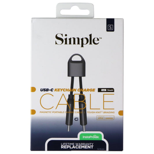 Simple Magnetic Tough-Knit USB-C Keychain Charge Cable - Black Cell Phone - Chargers & Cradles Simple - Simple Cell Bulk Wholesale Pricing - USA Seller