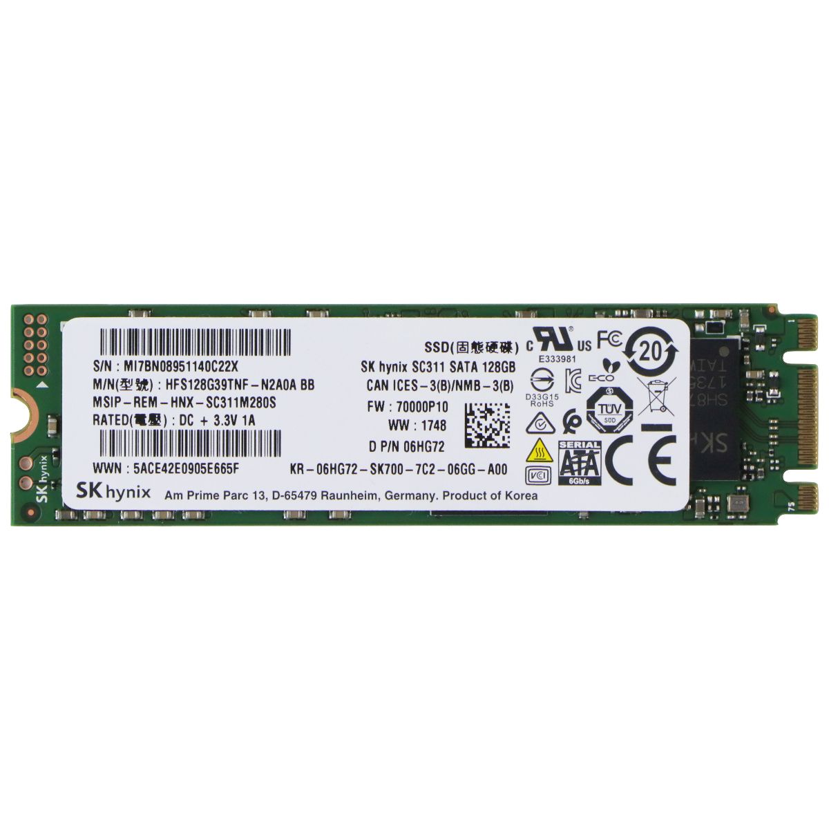 SK Hynix 128GB SATA M.2 Internal SSD (HFS128G39TNF-N2A0A)