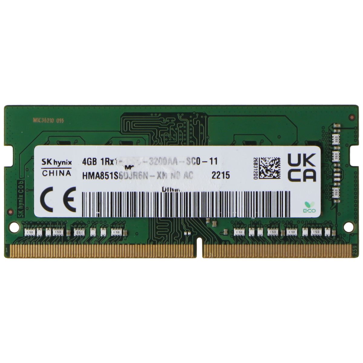SK Hynix (4GB) 1Rx16 DDR4 PC4-3200AA Laptop RAM (HMA851S6DJR6N-XN N0 AC) Computer Parts - Memory (RAM) SK Hynix - Simple Cell Bulk Wholesale Pricing - USA Seller