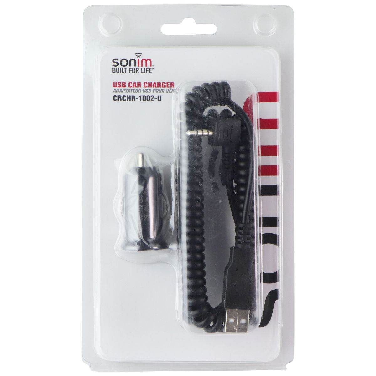 Sonim Car Charging Adapter and Coiled USB to Aux Charging Cable - Black Cell Phone - Chargers & Cradles Sonim - Simple Cell Bulk Wholesale Pricing - USA Seller