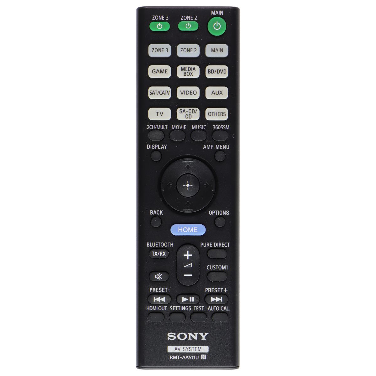 Sony Home Theater Remote Control (RMT-AA511U) - Black TV, Video & Audio Accessories - Remote Controls Sony - Simple Cell Bulk Wholesale Pricing - USA Seller