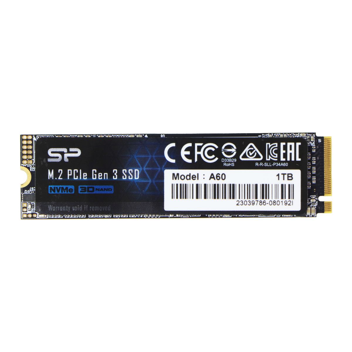 SP Silicon Power (1TB) A60 M.2 2280 PCIe Gen 3x4 SSD (SP001TBP34A60M28) Digital Storage - Solid State Drives SP Silicon Power - Simple Cell Bulk Wholesale Pricing - USA Seller