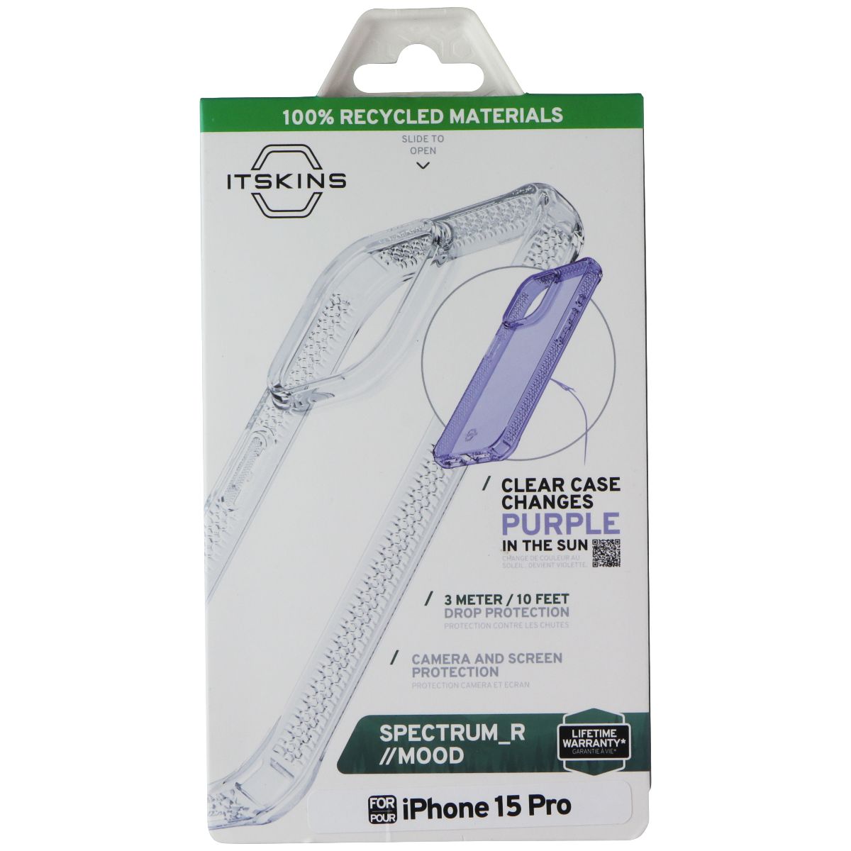 ITSKINS Spectrum_R // Mood Series Case for Apple iPhone 15 Pro - Clear / Purple Cell Phone - Cases, Covers & Skins Spectrum - Simple Cell Bulk Wholesale Pricing - USA Seller