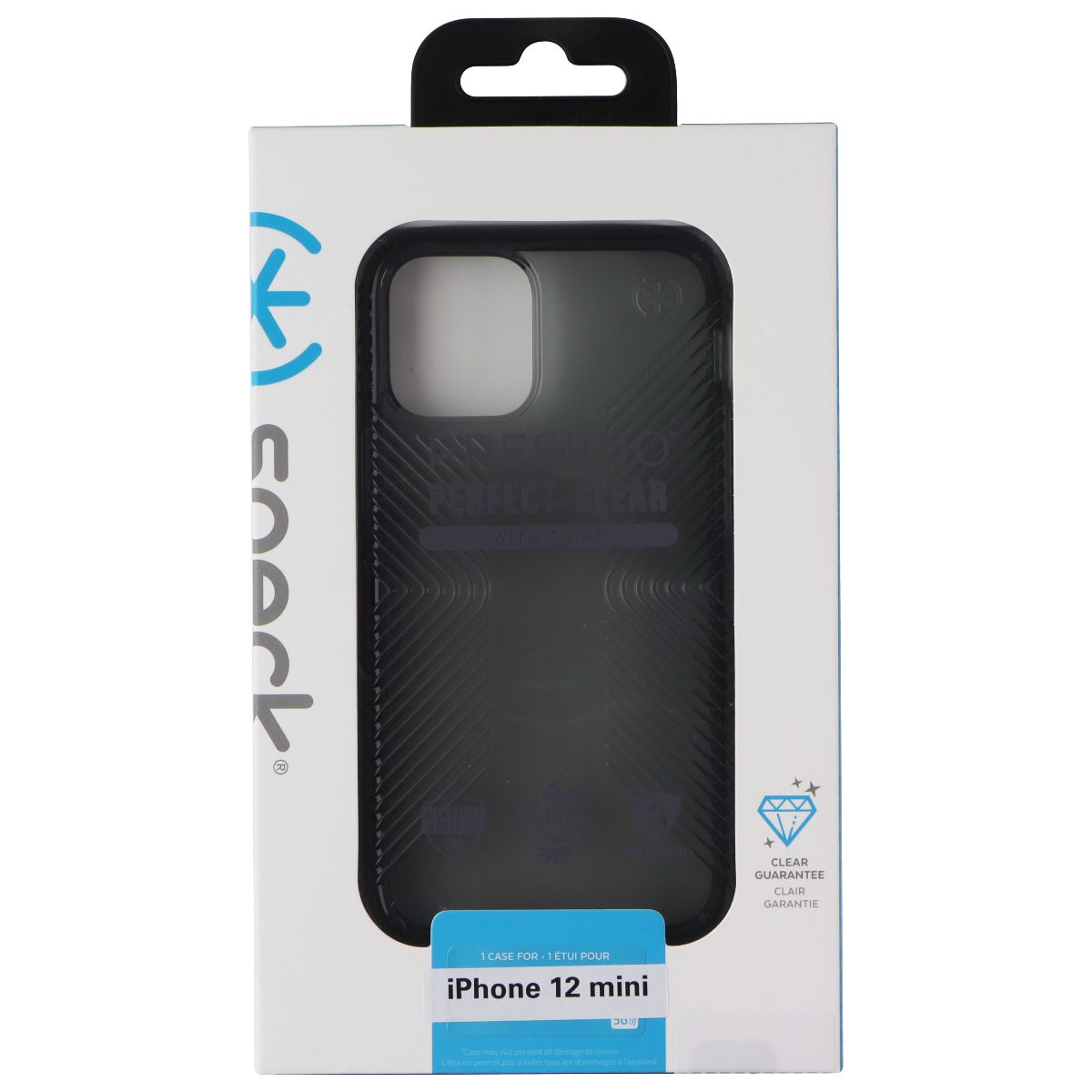 Speck Presidio Perfect Clear Case with Grips for Apple iPhone 12 Mini - Black Cell Phone - Cases, Covers & Skins Speck - Simple Cell Bulk Wholesale Pricing - USA Seller