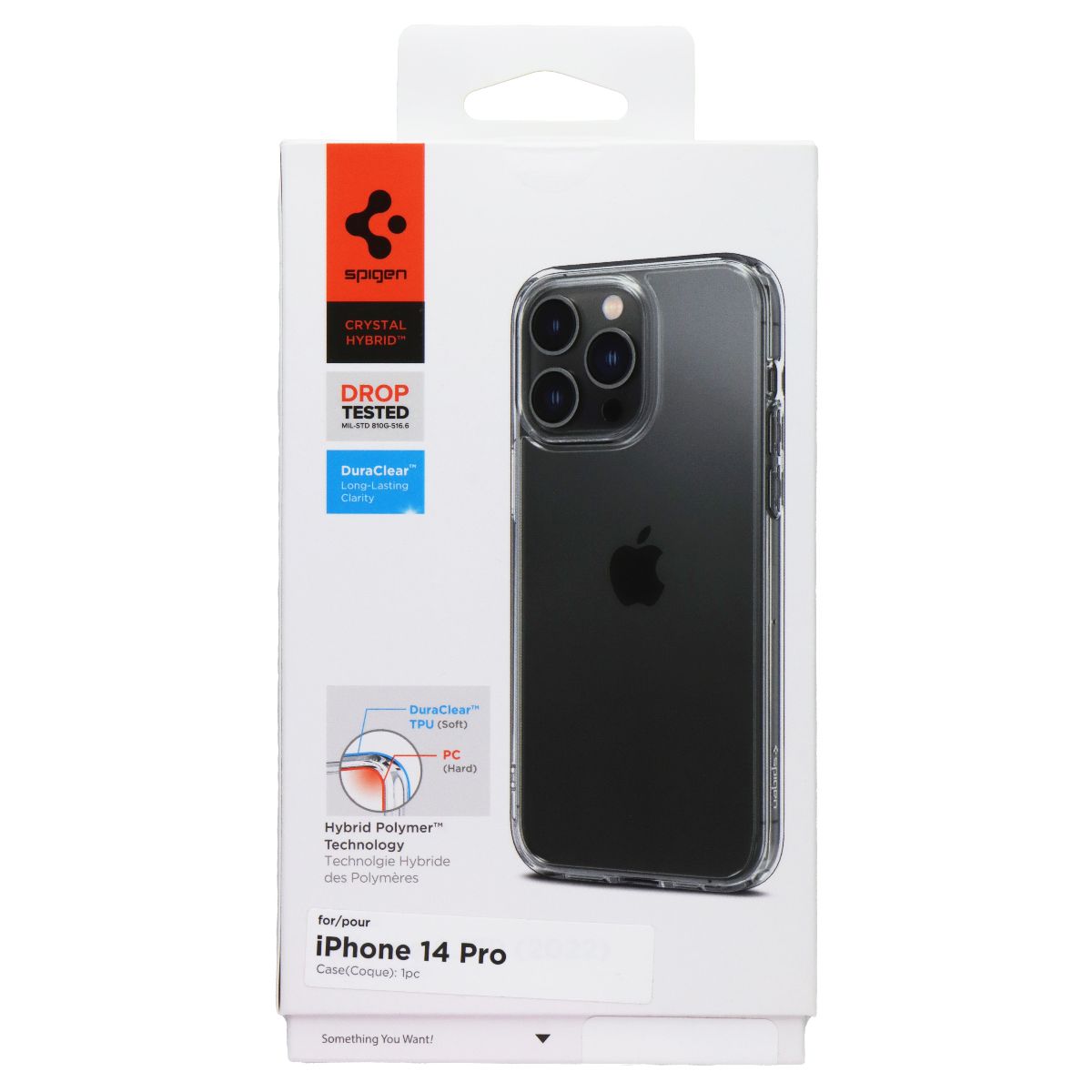 Spigen Crystal Hybrid Series Case for Apple iPhone 14 Pro - Clear Cell Phone - Cases, Covers & Skins Spigen - Simple Cell Bulk Wholesale Pricing - USA Seller