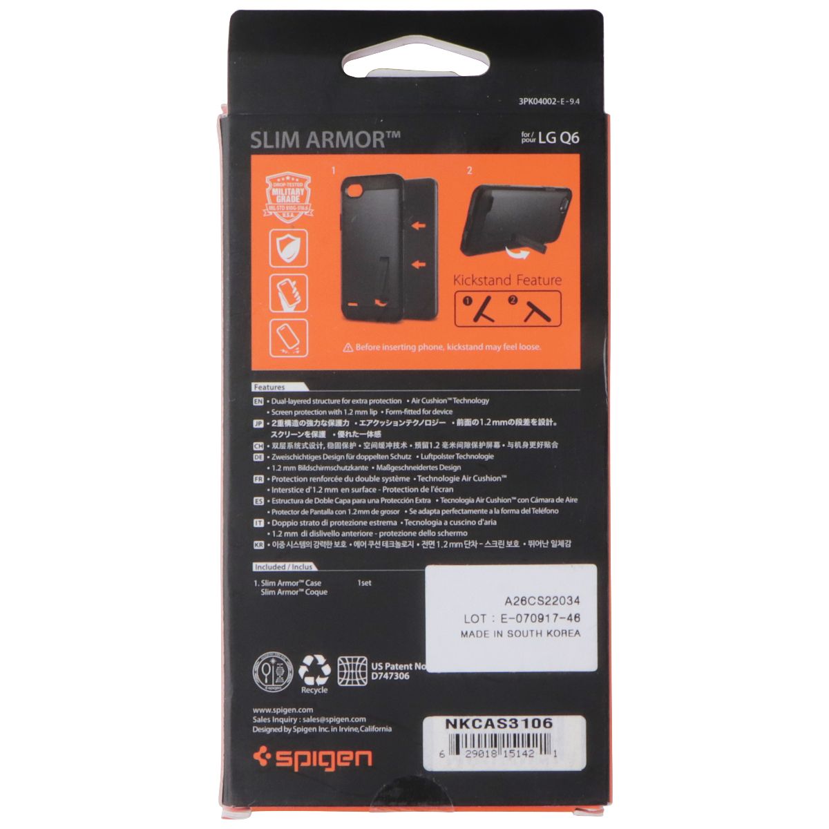 Spigen Slim Armor Kickstand Case with Air Cushion for LG Q6 - Black Cell Phone - Cases, Covers & Skins Spigen - Simple Cell Bulk Wholesale Pricing - USA Seller