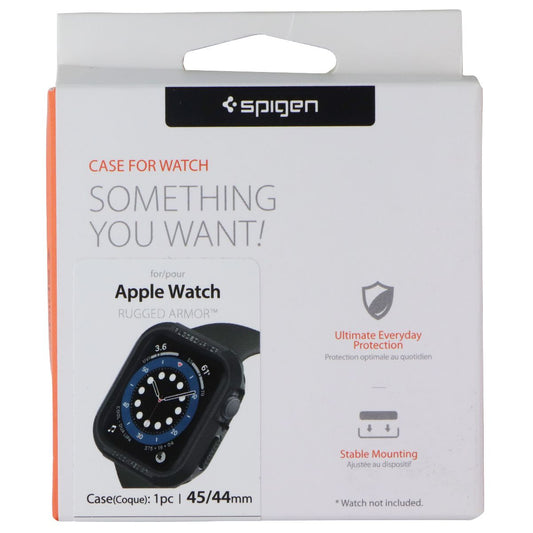 Spigen Rugged Armor Case for Apple Watch 45/44 mm - Matte Black Smart Watch Accessories - Smart Watch Cases Spigen - Simple Cell Bulk Wholesale Pricing - USA Seller