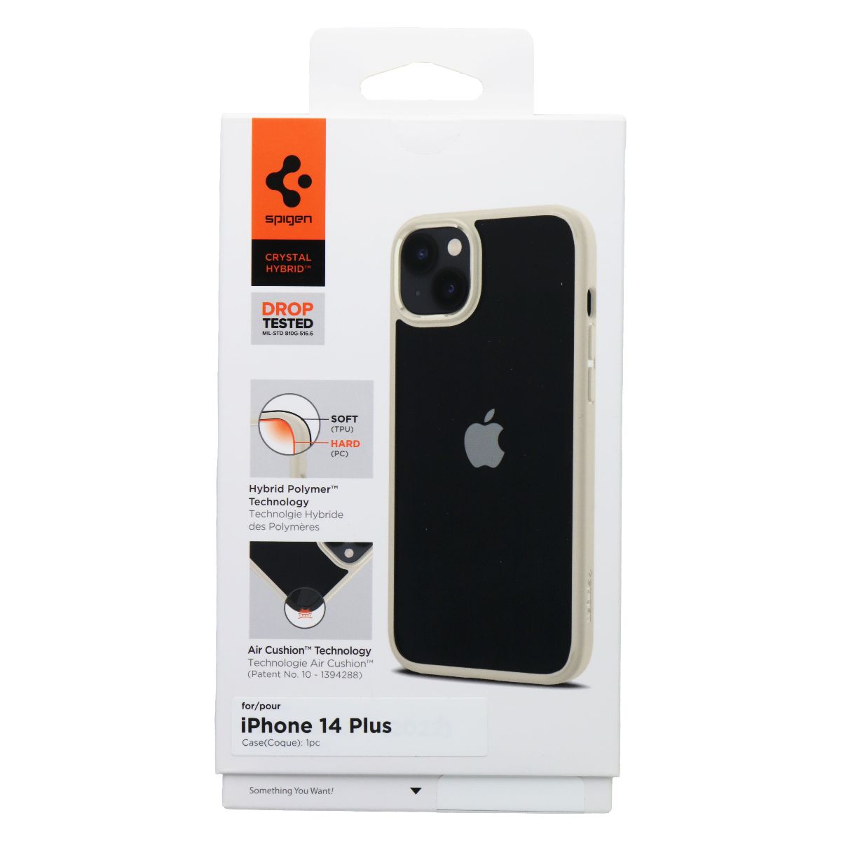 Spigen Crystal Hybrid Series Case for Apple iPhone 14 Plus - Clear / Sand Beige Cell Phone - Cases, Covers & Skins Spigen - Simple Cell Bulk Wholesale Pricing - USA Seller