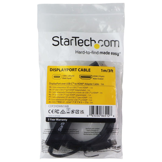 Star Tech 3 Foot USB-C to HDMI Display Port Cable (4K 30Hz) - Black Computer/Network - Monitor/AV Cables & Adapters StarTech - Simple Cell Bulk Wholesale Pricing - USA Seller