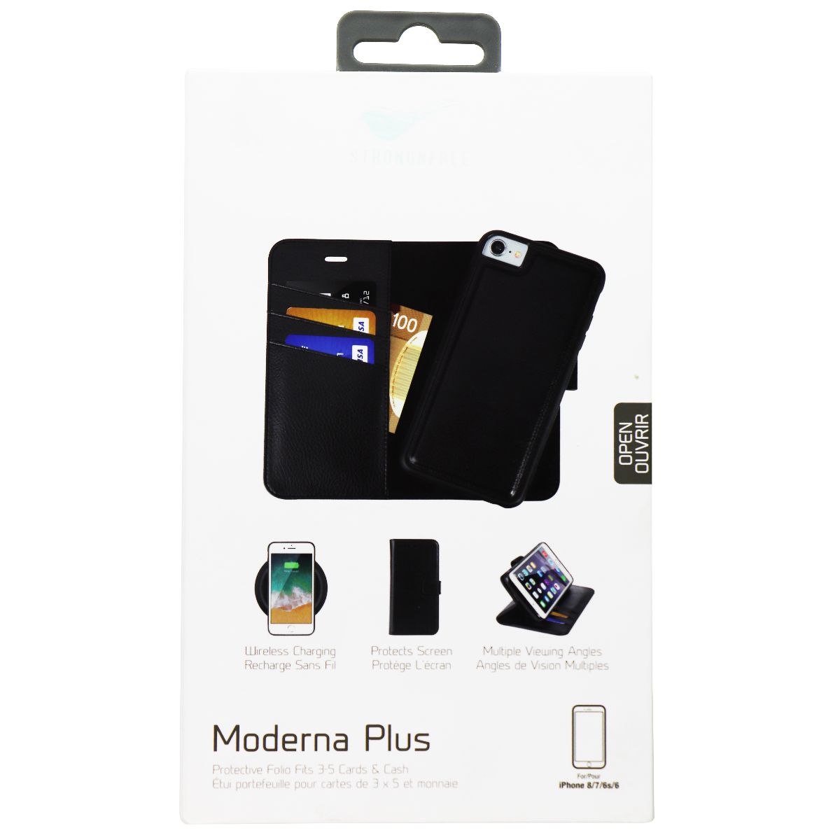 Strongnfree Moderna Plus Folio Wallet Case for Apple iPhone 8/7/6s/6 - Black Cell Phone - Cases, Covers & Skins StrongNFree    - Simple Cell Bulk Wholesale Pricing - USA Seller