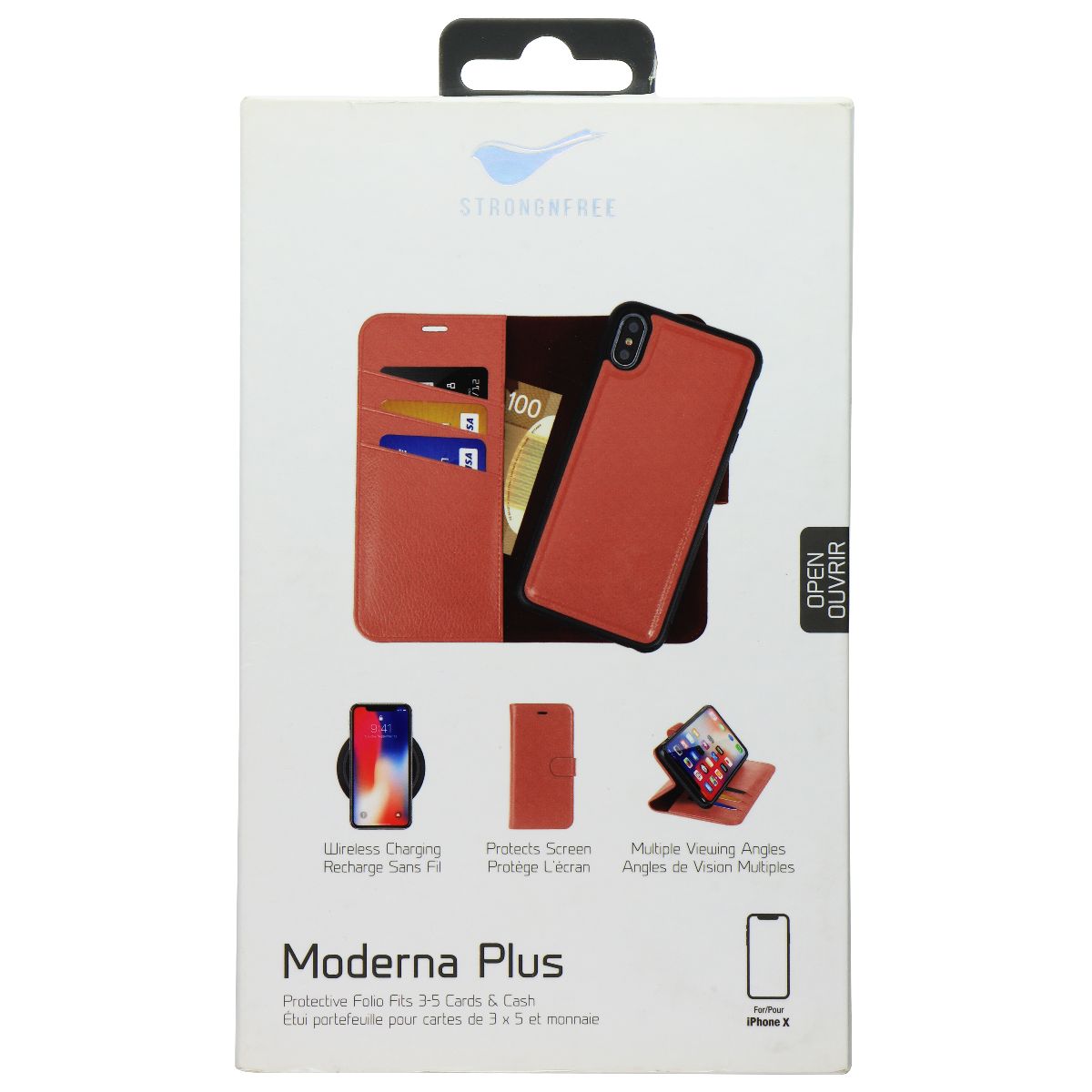 StrongNFree Moderna Plus Series Wallet Case for iPhone Xs and X - Dusty Red Cell Phone - Cases, Covers & Skins StrongNFree - Simple Cell Bulk Wholesale Pricing - USA Seller