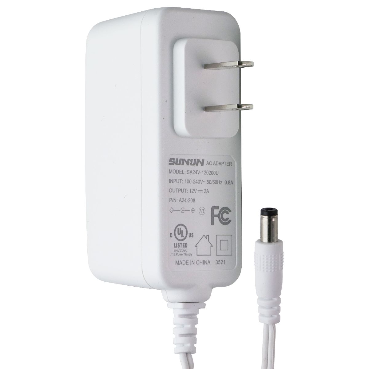 SUNUN AC Power Adapter - 12V / 2A - White (SA24V-120200U)
