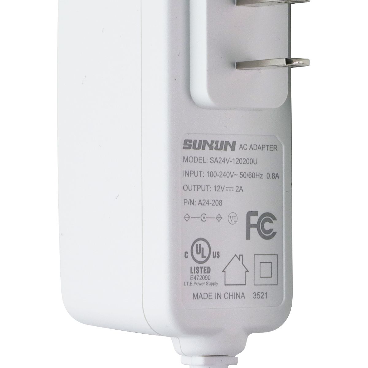 SUNUN AC Power Adapter - 12V / 2A - White (SA24V-120200U)