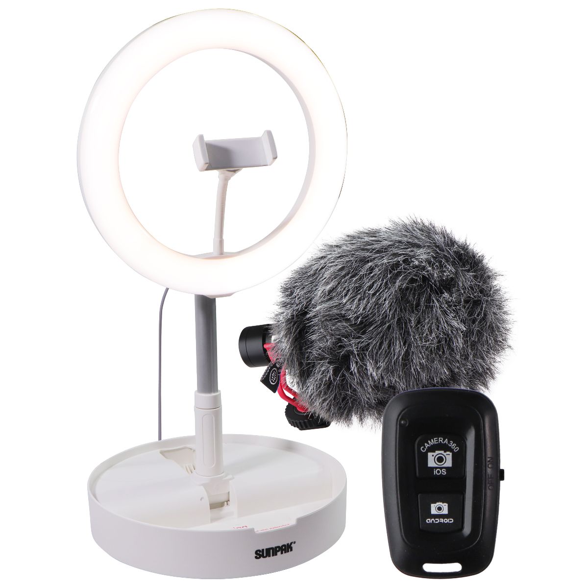 Sunpak - Folding Vlogging Kit with Boya Cardioid Microphone Large LED Ring Light TV, Video & Audio Accessories - Other TV, Video & Audio Accs Sunpak    - Simple Cell Bulk Wholesale Pricing - USA Seller