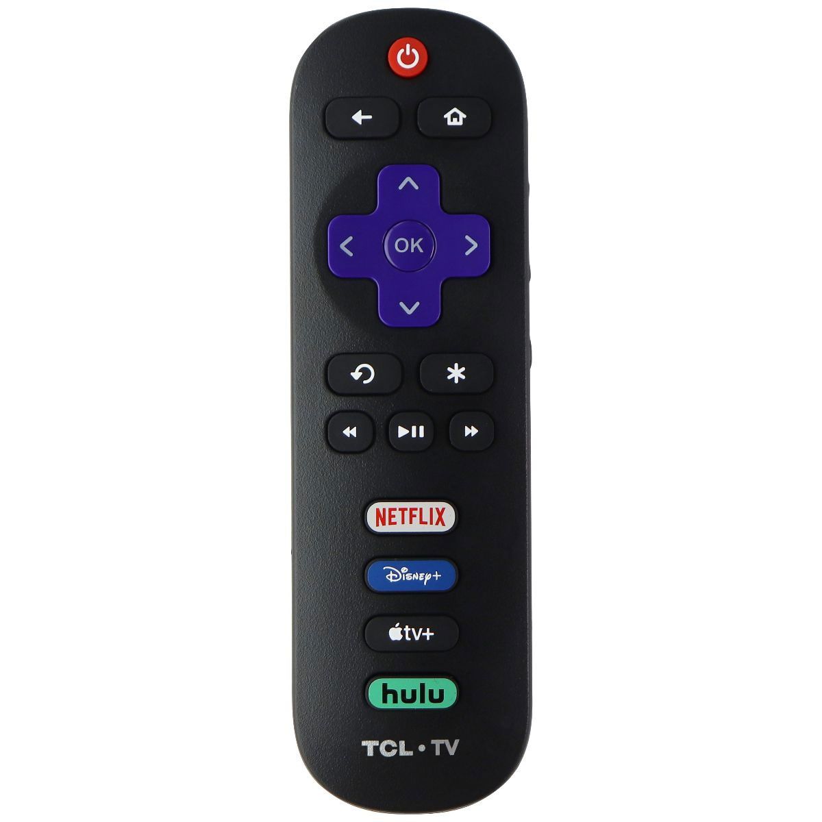 TCL Roku TV Remote with Netflix/Disney+/AppleTV+/Hulu Hot Keys - Black TV, Video & Audio Accessories - Remote Controls TCL - Simple Cell Bulk Wholesale Pricing - USA Seller
