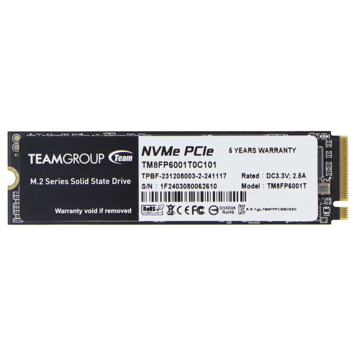 TeamGroup MP33 NVMe PCIe Gen3 x4 M.2 Series 1TB SSD Digital Storage - Solid State Drives TeamGroup - Simple Cell Bulk Wholesale Pricing - USA Seller