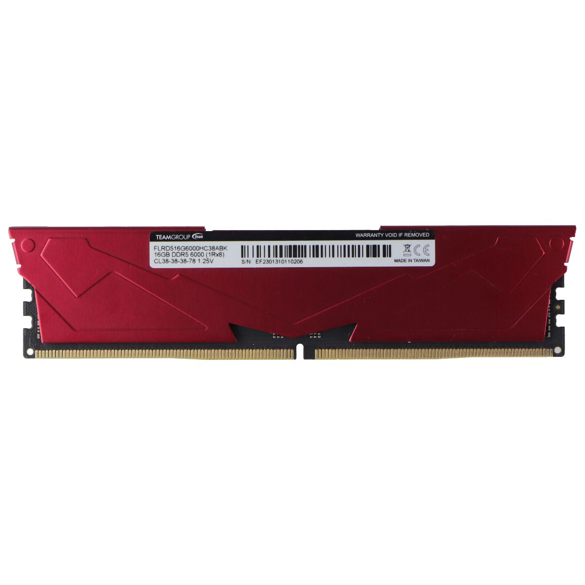 TeamGroup T-Force Vulcan (16GB) DDR5-6000 RAM (FLRD516G6000HC38ABK) - Red Computer Parts - Memory (RAM) TeamGroup    - Simple Cell Bulk Wholesale Pricing - USA Seller