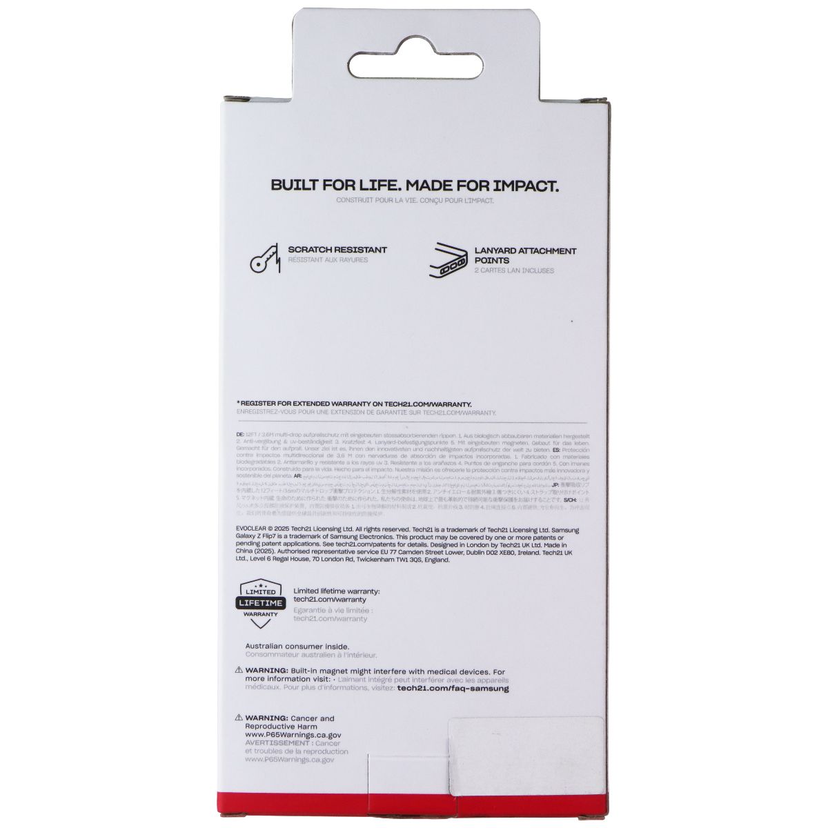 Tech21 EvoClear Series Magnetic Case for Samsung Galaxy Z Flip 7 - Clear