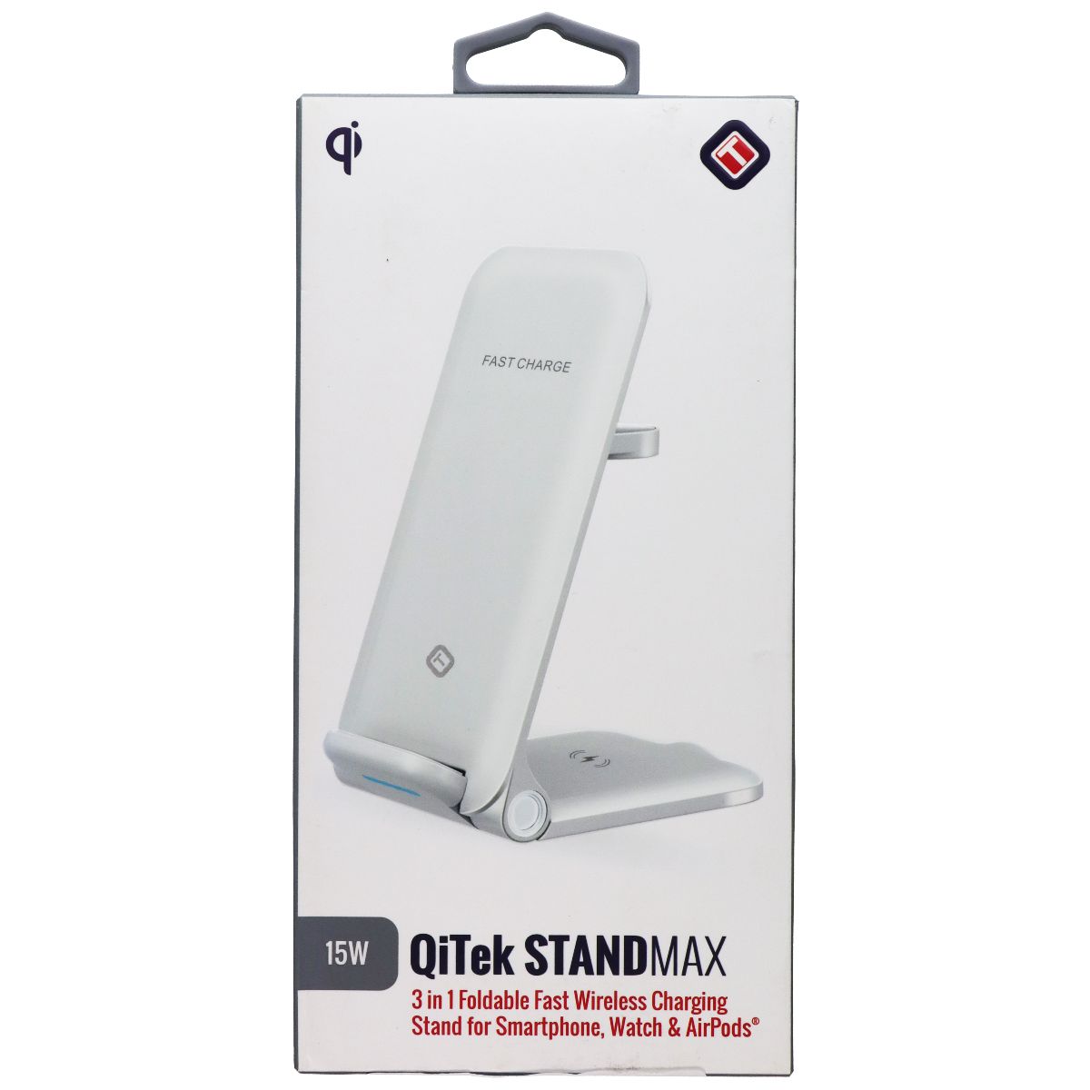 Tekya QiTek StandMax (15W) 3-in-1 Foldable Fast Wireless Charge Stand - White