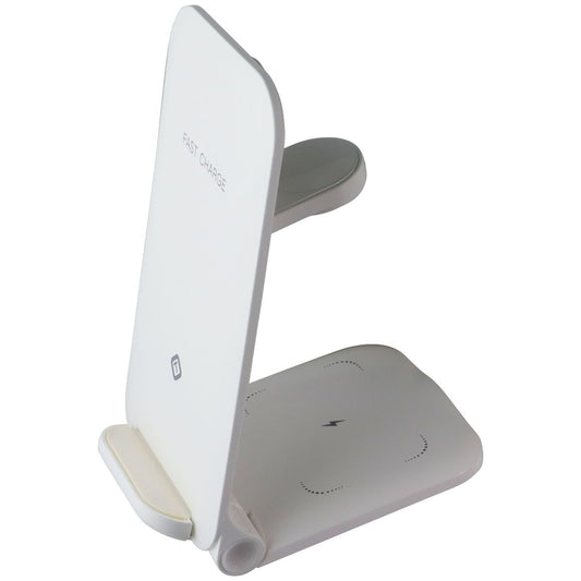 Tekya QiTek StandMax (15W) 3-in-1 Foldable Fast Wireless Charge Stand - White Cell Phone - Chargers & Cradles TekYa - Simple Cell Bulk Wholesale Pricing - USA Seller