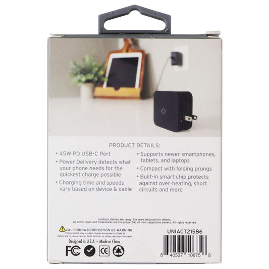 Tekya 45W Wall Charger Single USB-C with Power Delivery - Black Cell Phone - Chargers & Cradles TekYa - Simple Cell Bulk Wholesale Pricing - USA Seller