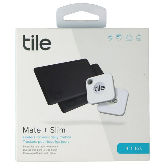 Tile Mate + Slim 4-pack (2 Mates/2 Slims) - Bluetooth Tracker - Black/White GPS Accessories & Tracking - Tracking Devices Tile    - Simple Cell Bulk Wholesale Pricing - USA Seller