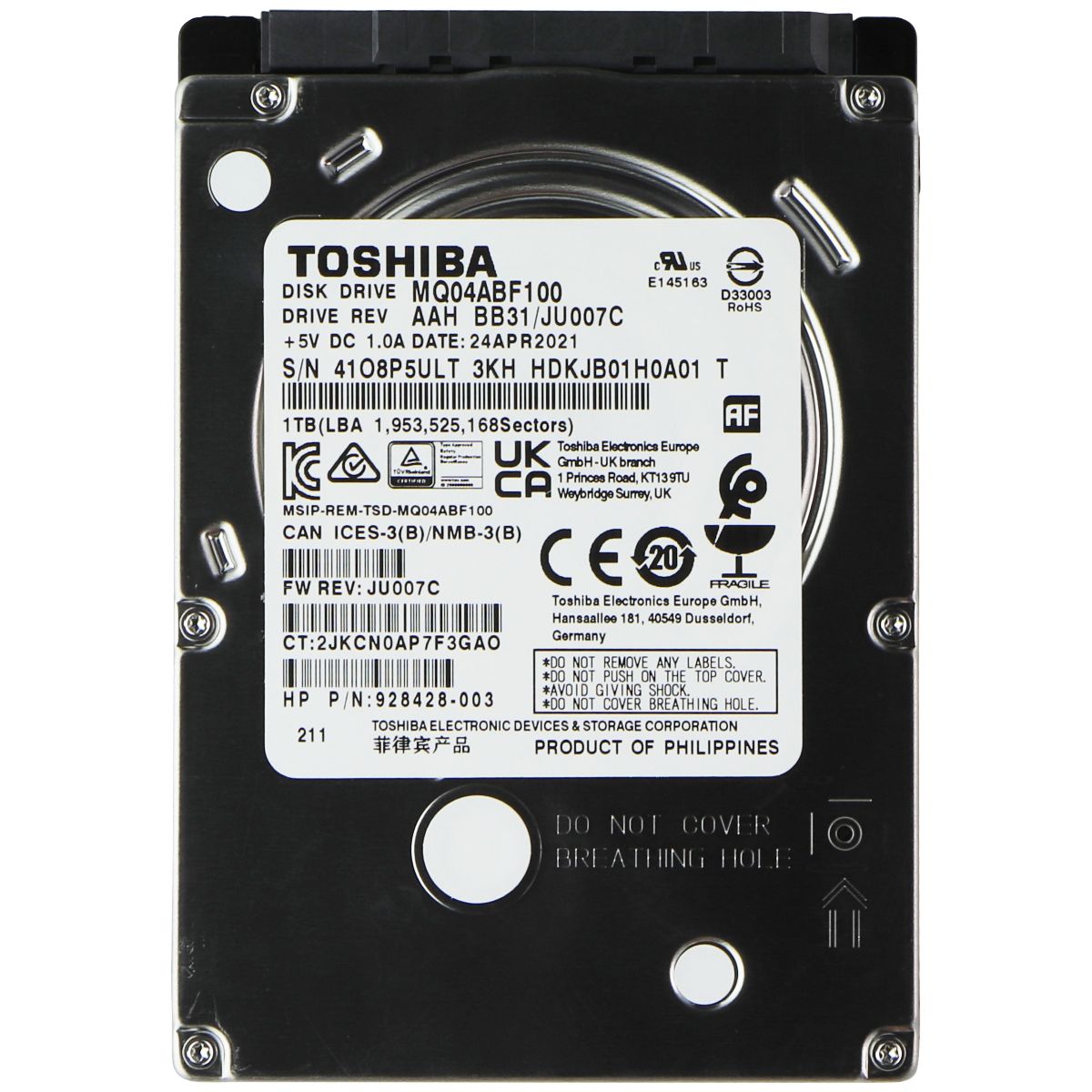 Toshiba Disk Drive (1TB) SATA 6Gb/s Storage (MQ04ABF100) Digital Storage - Internal Hard Disk Drives, HDD Toshiba - Simple Cell Bulk Wholesale Pricing - USA Seller