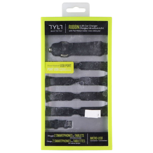 TYLT RIBBN Micro USB Car Charger for Phones and Tablets Black MIC-RIBBNBK-T Cell Phone - Chargers & Cradles TYLT - Simple Cell Bulk Wholesale Pricing - USA Seller