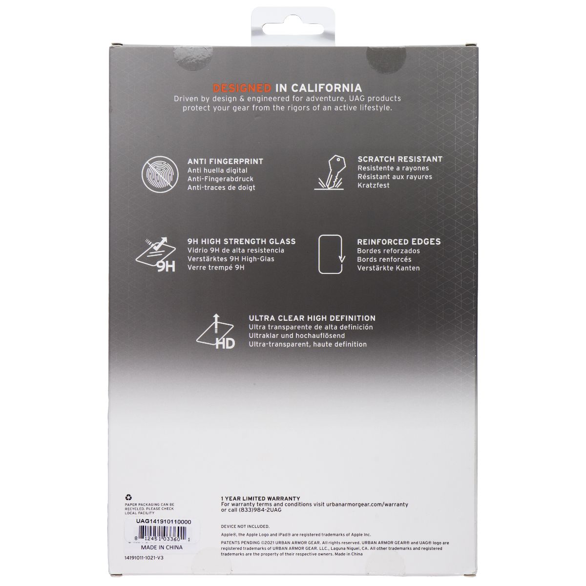 UAG Rugged Tempered Glass for Apple iPad 10.2-inch (7th/8th/9th Gen) iPad/Tablet Accessories - Screen Protectors UAG - Simple Cell Bulk Wholesale Pricing - USA Seller