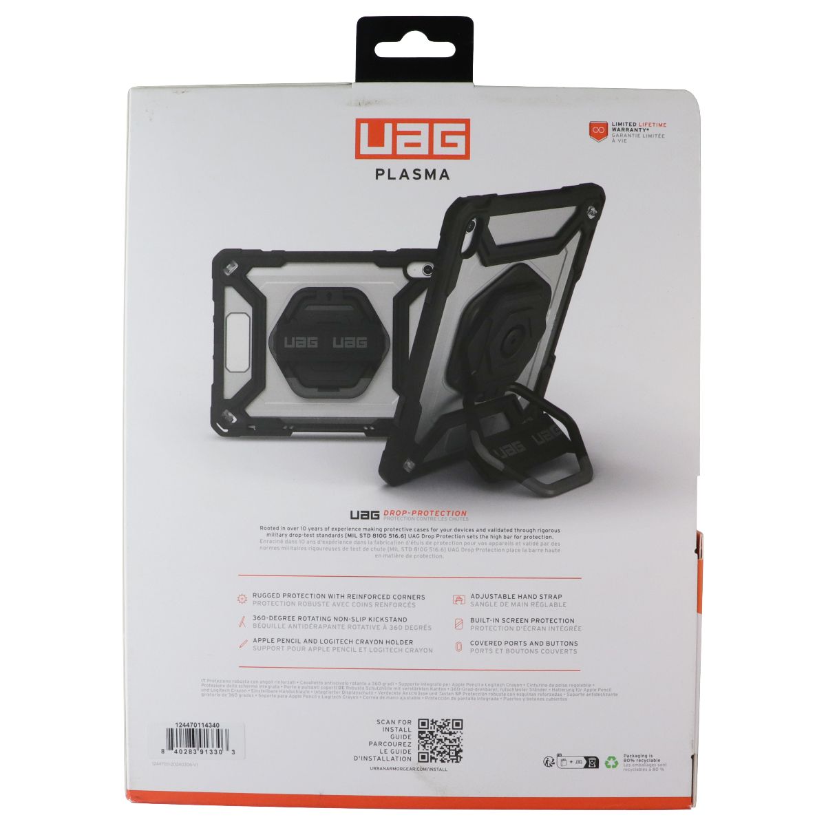 UAG Plasma Case for Apple iPad 10.9-inch - Ice/Black