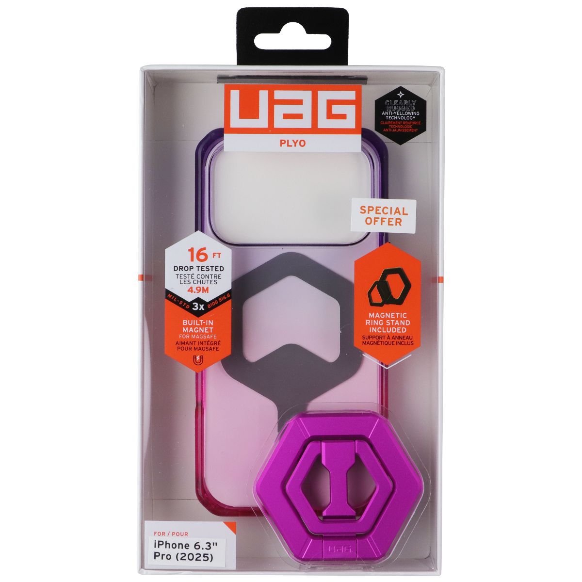UAG Plyo MagSafe Case w/ Stand for Apple iPhone 17 Pro - Purple/Pink Ombre