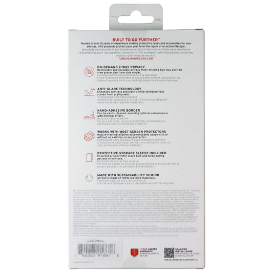 Urban Armor Gear UAG Removable Privacy Screen for Apple iPhone 16 / 15 Cell Phone - Screen Protectors UAG - Simple Cell Bulk Wholesale Pricing - USA Seller