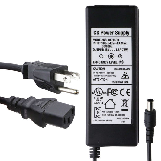 CS Power Supply (48V/1.5A) Brick and Power Cord - Black (CS-4801500) Computer Parts - Power Supplies Unbranded - Simple Cell Bulk Wholesale Pricing - USA Seller