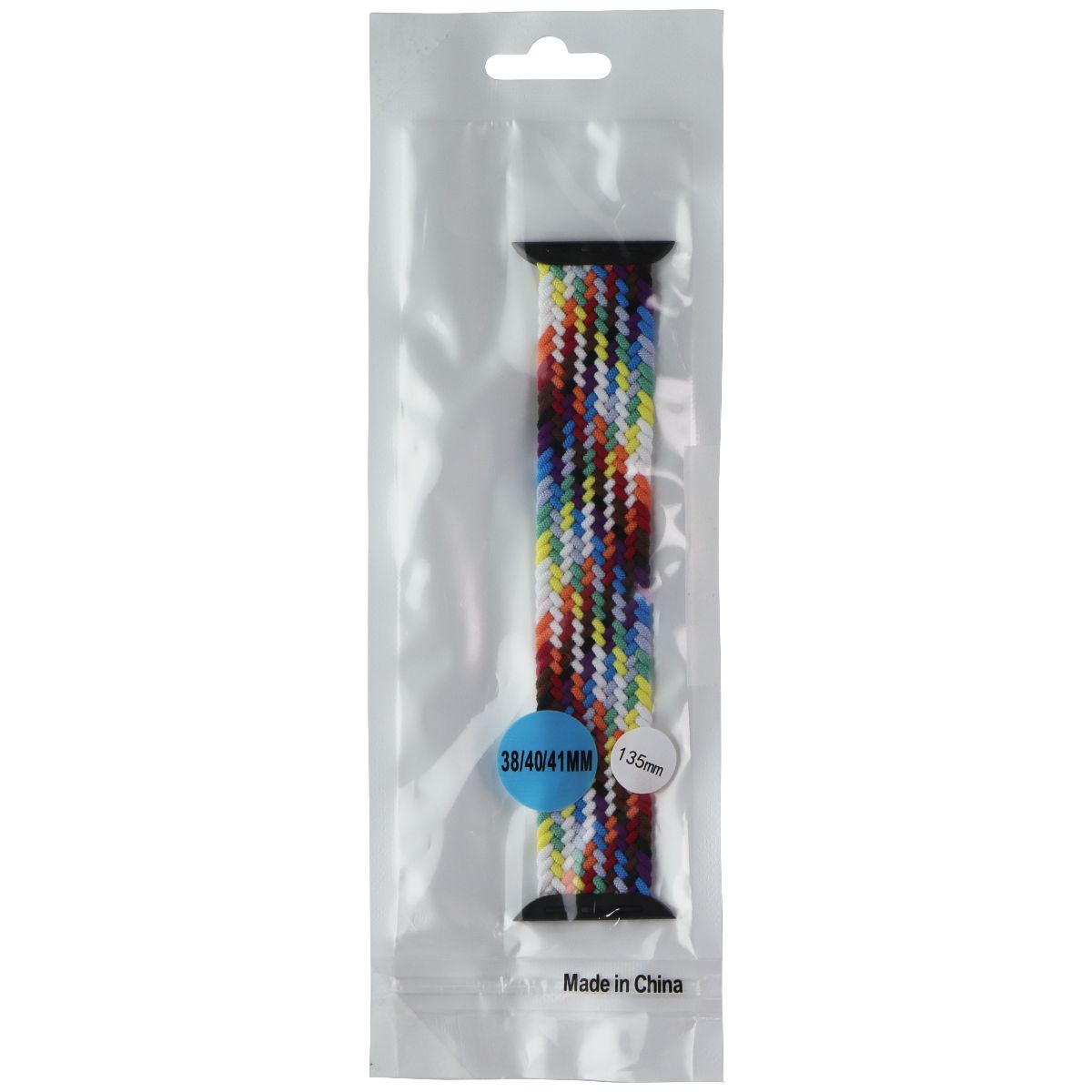 Woven Loop Band for Apple Watch (41/40/38mm) Cases - Black Multi Color (135mm) Smart Watch Accessories - Watch Bands Unbranded - Simple Cell Bulk Wholesale Pricing - USA Seller