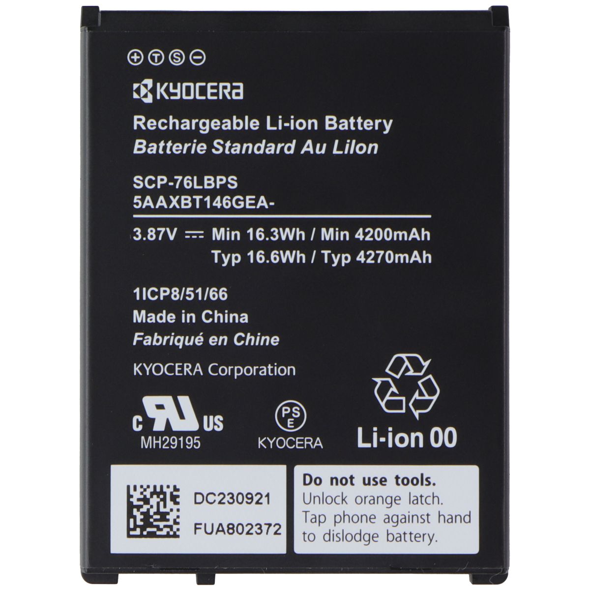 Repair Part Rechargeable Li-ion Battery for Kyocera DuraForce Pro 3 (SCP-76LBPS) Cell Phone - Replacement Parts & Tools Unbranded - Simple Cell Bulk Wholesale Pricing - USA Seller