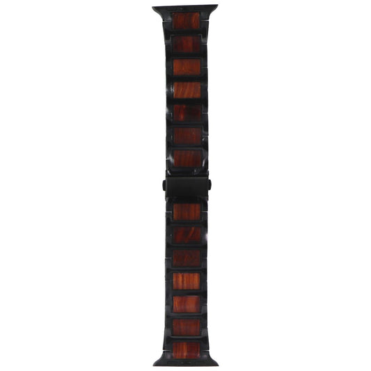 Heavy Metal Link Band for Apple Watch (49/45/44mm) - Black/Wood (APO017) Smart Watch Accessories - Watch Bands Unbranded - Simple Cell Bulk Wholesale Pricing - USA Seller