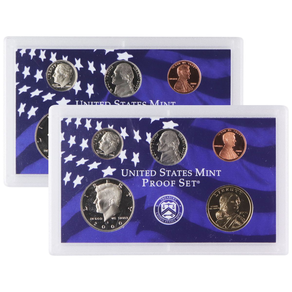 United States Mint Proof Sets - 2 Sets (2000) - Penny/Nickel/Dime/Half/Dollar Coins & Paper Money - Other US Coins Unbranded - Simple Cell Bulk Wholesale Pricing - USA Seller