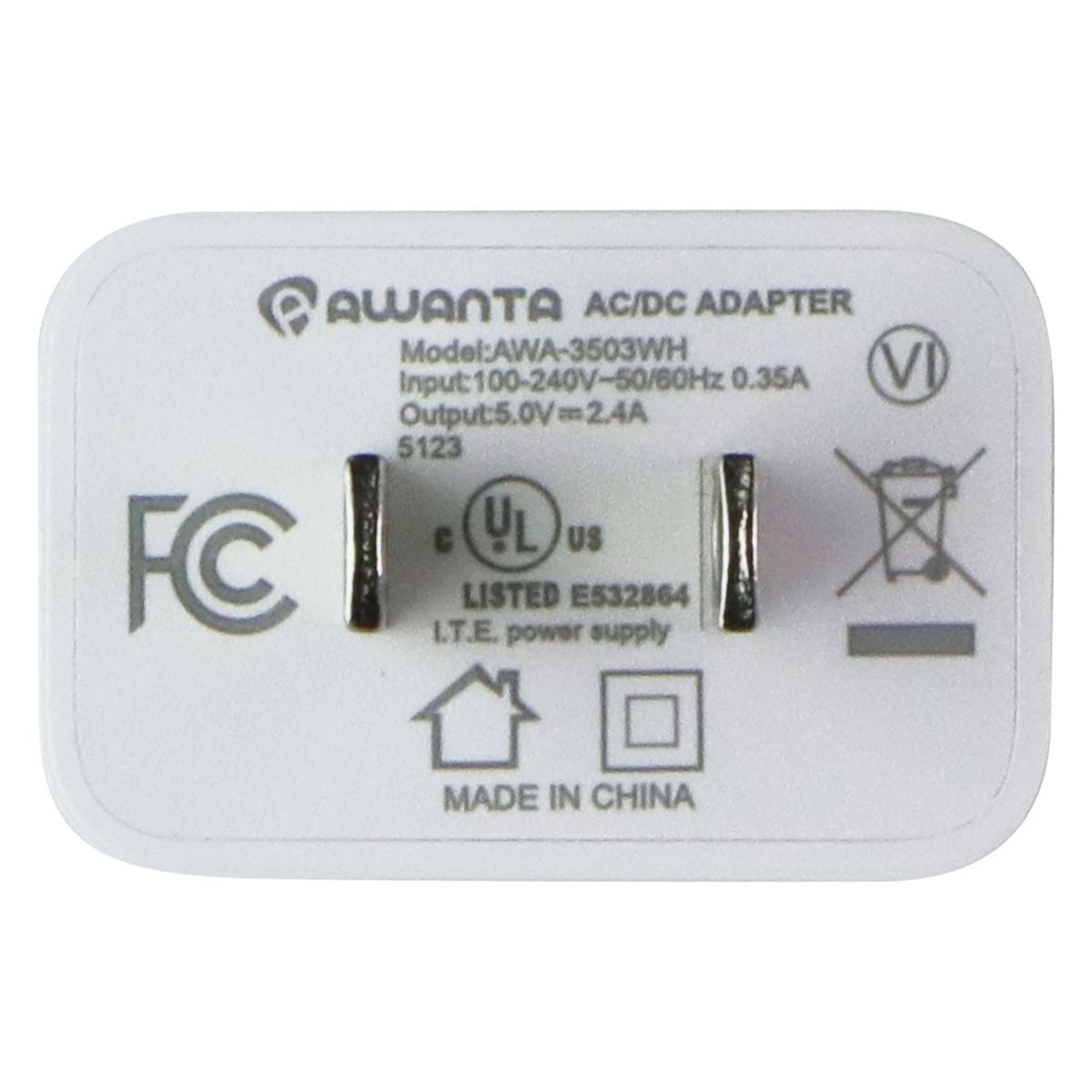 Awanta (5V/2.4-Amp) USB Wall Charger Adapter White AWA-3503WH Cell Phone - Chargers & Cradles Awanta - Simple Cell Bulk Wholesale Pricing - USA Seller