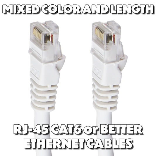 Mixed RJ-45 Ethernet Network/Internet Cables (CAT6 or Better) - Mixed Styles Computer/Network - Ethernet Cables (RJ-45, 8P8C) Unbranded - Simple Cell Bulk Wholesale Pricing - USA Seller