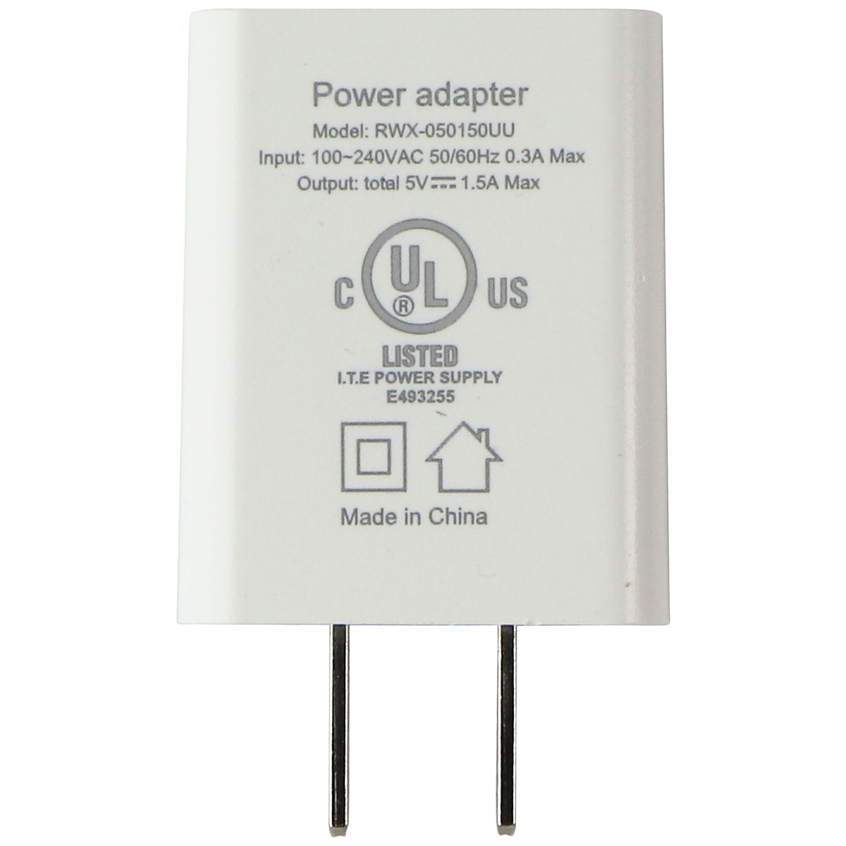 (5V/1.5A) Single USB Wall Charger Power Adapter - White (RWX-050150UU) Cell Phone - Chargers & Cradles Unbranded    - Simple Cell Bulk Wholesale Pricing - USA Seller