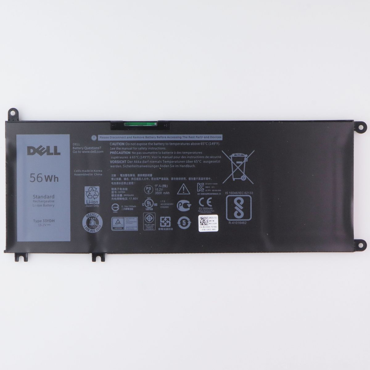 Repair Part - 56W Rechargable 15.2V 33YDH Battery for Dell Laptop Laptop Replacement Parts - Other Unbranded - Simple Cell Bulk Wholesale Pricing - USA Seller