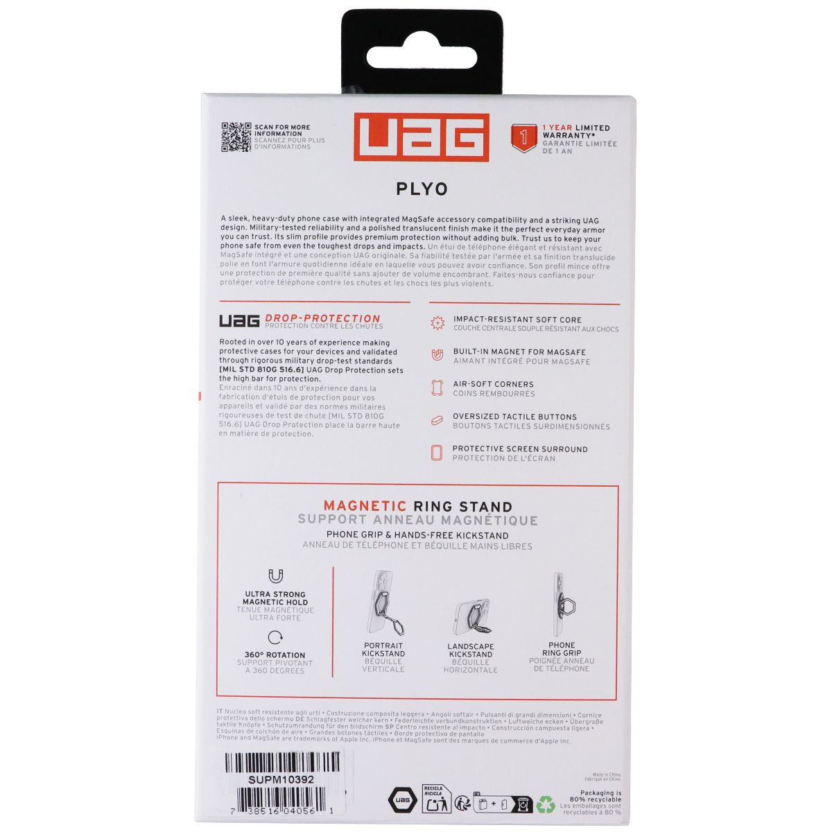 UAG Plyo Series Case + Ring Stand for MagSafe for Apple iPhone 17 - Black/Clear