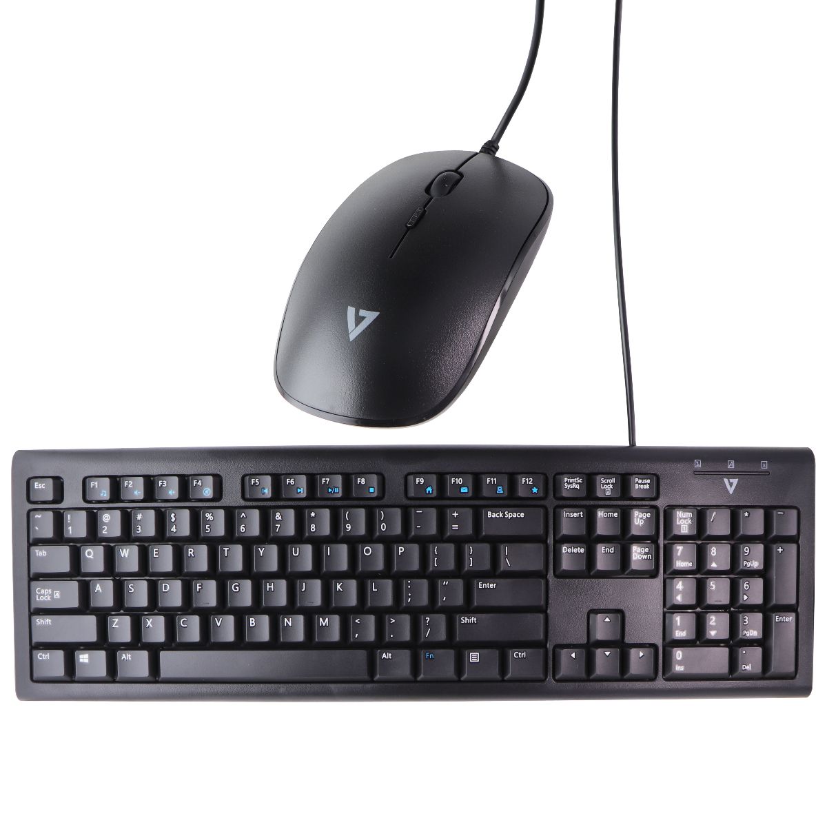 V7 USB Wired Full Size Keyboard and Mouse Combo - Black (CKU200US) Keyboards/Mice - Keyboard & Mouse Bundles V7    - Simple Cell Bulk Wholesale Pricing - USA Seller