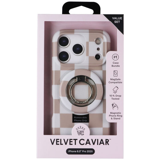 Velvet Caviar MagSafe Case with Magnetic Ring for iPhone 17 Pro - Nude Checkered Cell Phone - Cases, Covers & Skins Velvet Caviar - Simple Cell Bulk Wholesale Pricing - USA Seller