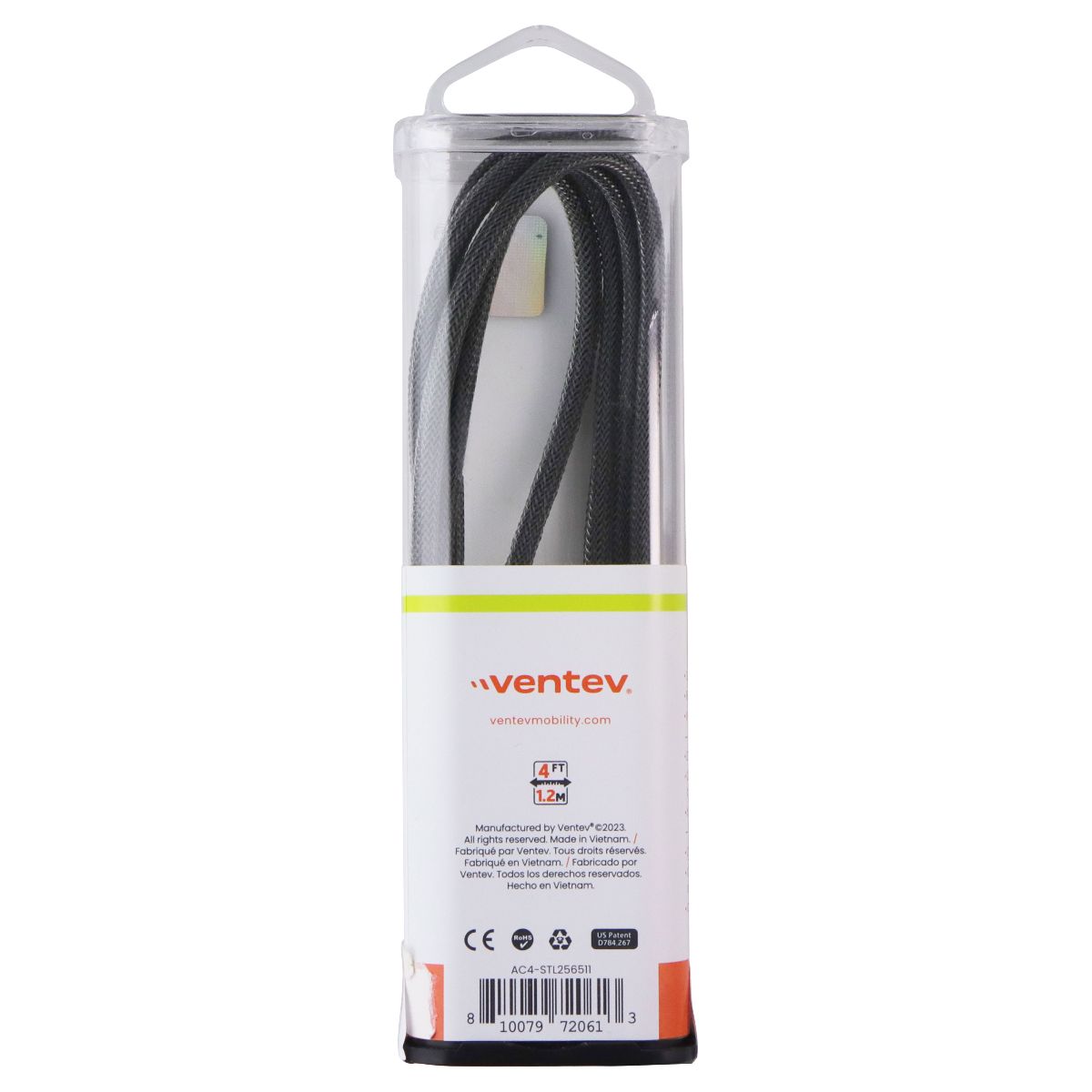 Ventev (4-Ft) Alloy USB-C to USB-C Charge/Sync Braided Cable - Steel Gray Cell Phone - Cables & Adapters Ventev - Simple Cell Bulk Wholesale Pricing - USA Seller
