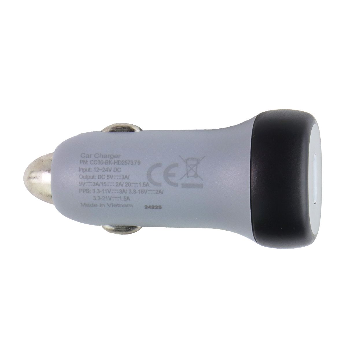 VENTEV USB-C Car Charger with USB-C to Lightning 8-Pin Cable - Gray/Black Cell Phone - Chargers & Cradles Ventev - Simple Cell Bulk Wholesale Pricing - USA Seller